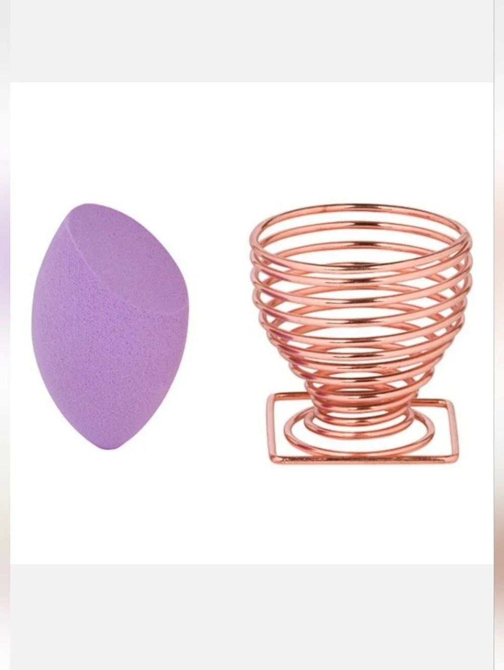 CALA Purple Pro Blender Makeup Sponge & Gold-tone Holder Stand NIB